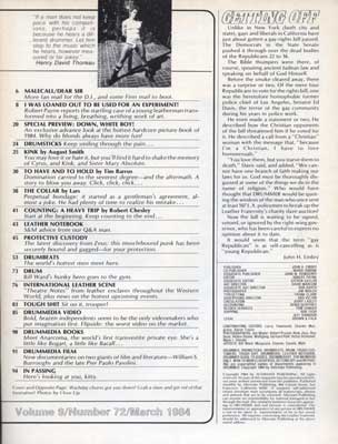 Drummer Issue 72: Contents