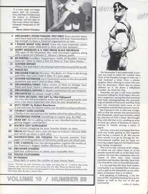 Drummer Issue 89: Contents